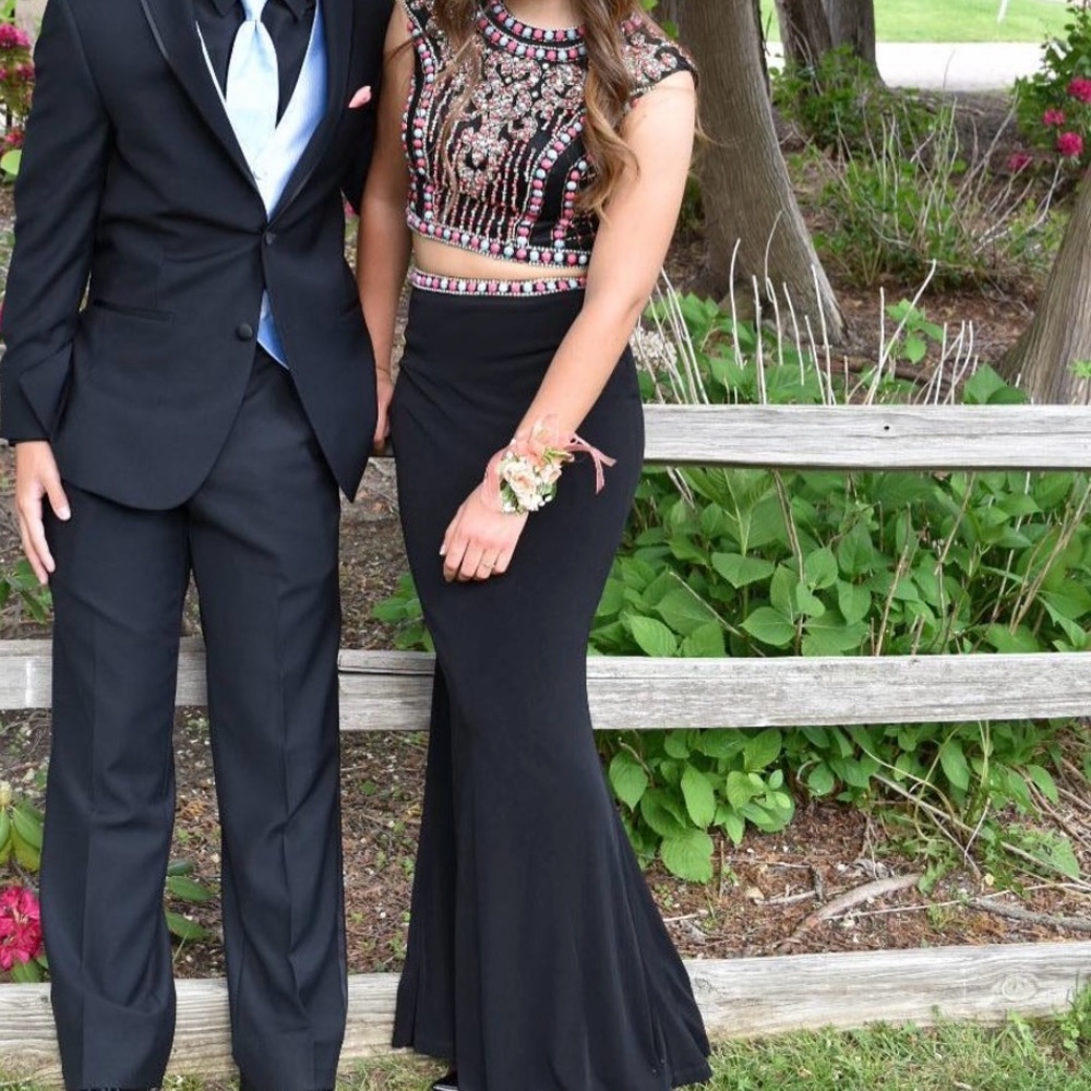Elegant Black Two-Piece Formal Dress